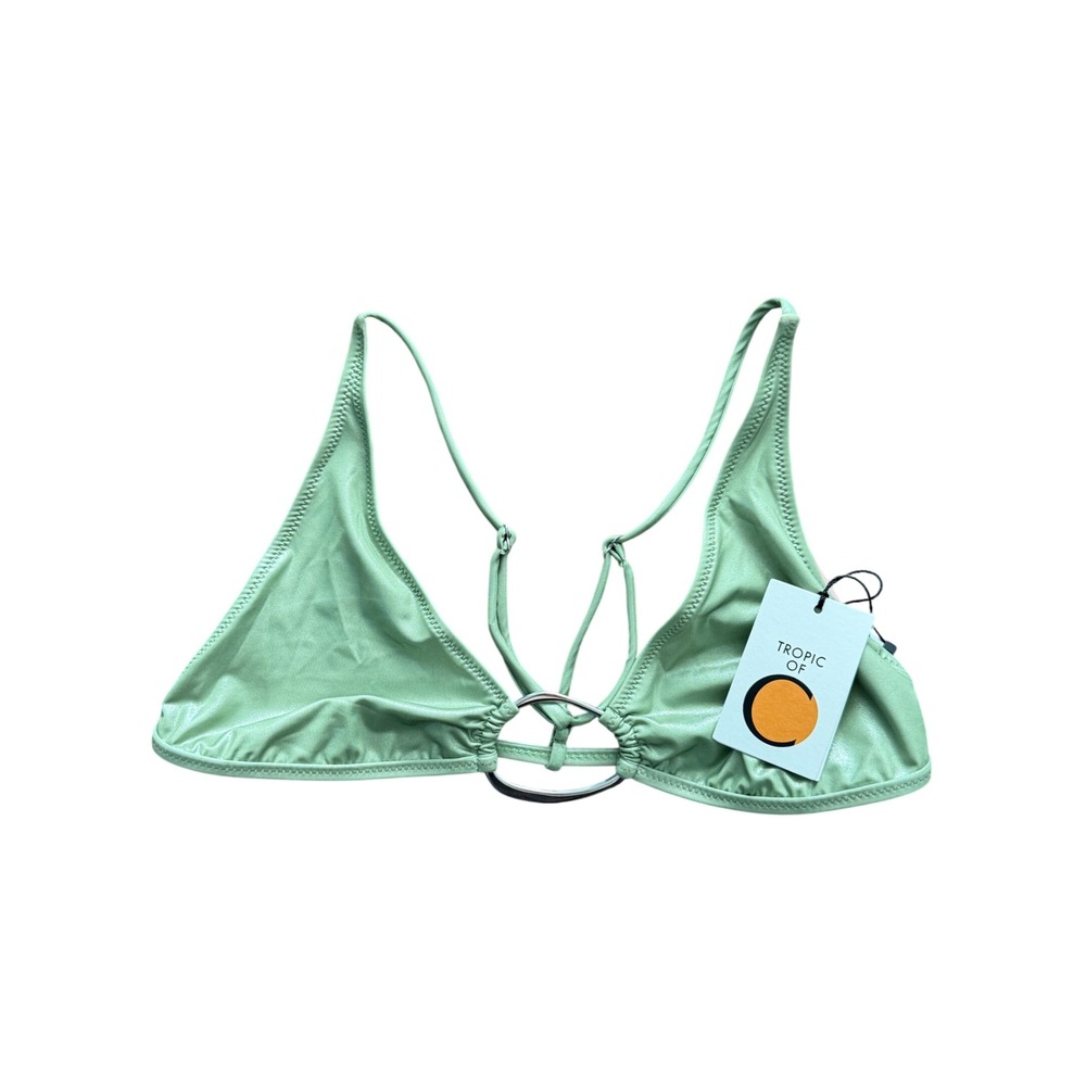 Tropic of C Ring Universo Bralette Bikini Top Sage Green Shimmer Small NWT Beach